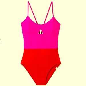Summersalt Swan Dive one- piece bathing suit size 4, hibiscus and lava